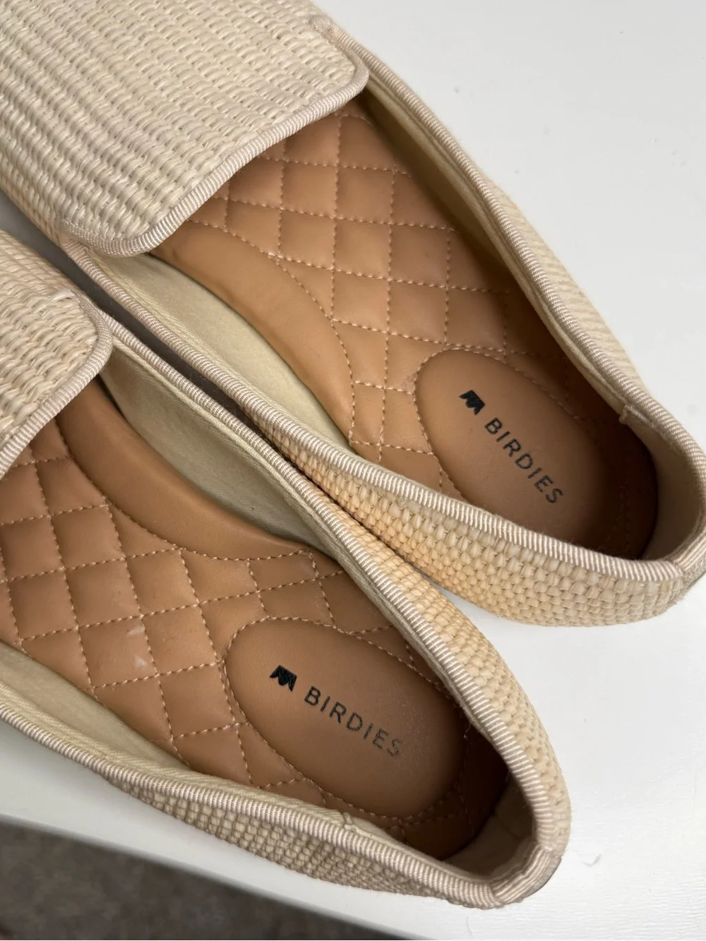 Birdies Cream Woven Slip-On Loafers